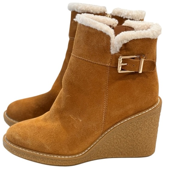 FRANCO SARTO Women's Ulayna Water-Resistant Suede Fleece Wedge Bootie Size 8 - Picture 5 of 12